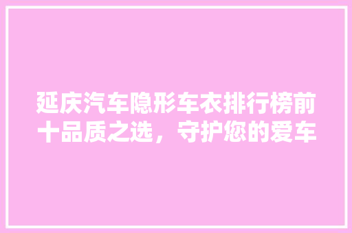 延庆汽车隐形车衣排行榜前十品质之选，守护您的爱车