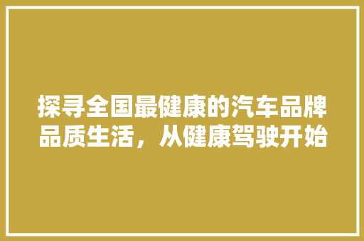 探寻全国最健康的汽车品牌品质生活，从健康驾驶开始