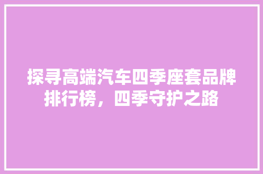 探寻高端汽车四季座套品牌排行榜，四季守护之路