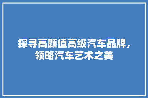 探寻高颜值高级汽车品牌，领略汽车艺术之美