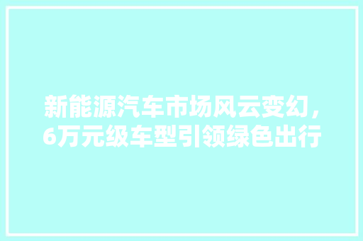 新能源汽车市场风云变幻，6万元级车型引领绿色出行新潮流