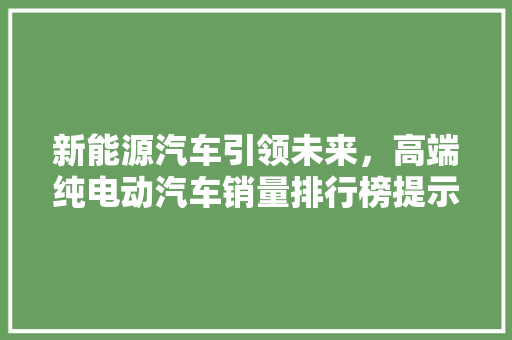 新能源汽车引领未来，高端纯电动汽车销量排行榜提示行业趋势