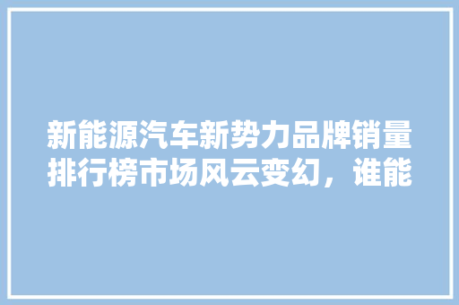 新能源汽车新势力品牌销量排行榜市场风云变幻，谁能独领风骚