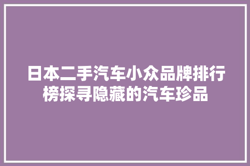 日本二手汽车小众品牌排行榜探寻隐藏的汽车珍品