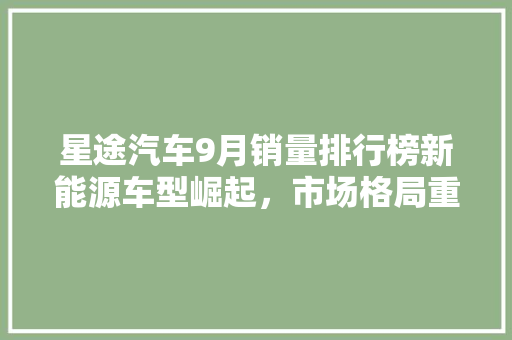 星途汽车9月销量排行榜新能源车型崛起，市场格局重塑
