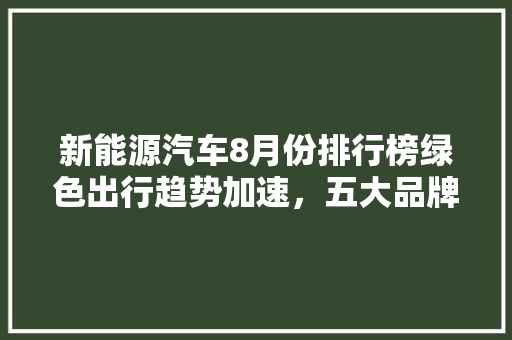 新能源汽车8月份排行榜绿色出行趋势加速，五大品牌脱颖而出