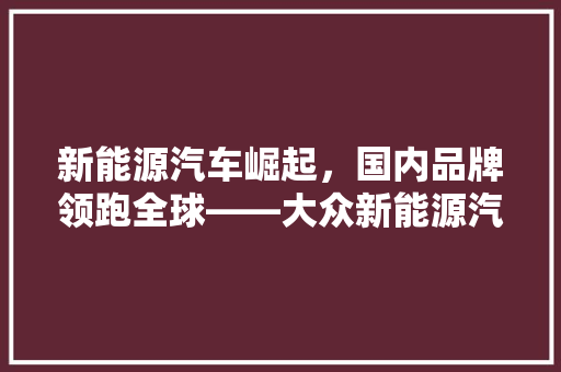 新能源汽车崛起，国内品牌领跑全球——大众新能源汽车品牌排行榜详细