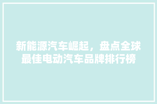 新能源汽车崛起，盘点全球最佳电动汽车品牌排行榜