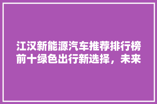 江汉新能源汽车推荐排行榜前十绿色出行新选择，未来已来
