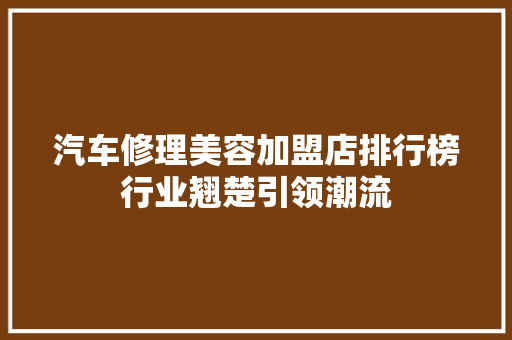 汽车修理美容加盟店排行榜行业翘楚引领潮流