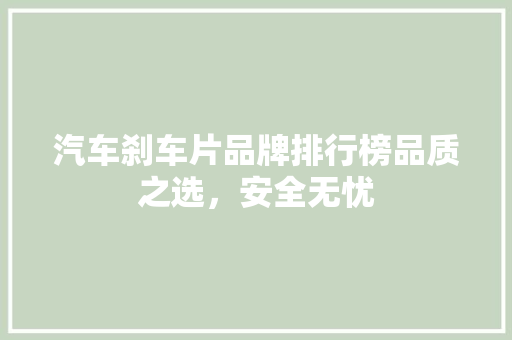 汽车刹车片品牌排行榜品质之选，安全无忧
