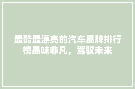 最酷最漂亮的汽车品牌排行榜品味非凡，驾驭未来