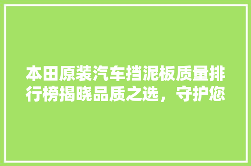 本田原装汽车挡泥板质量排行榜揭晓品质之选，守护您的爱车