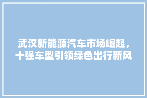 武汉新能源汽车市场崛起，十强车型引领绿色出行新风尚