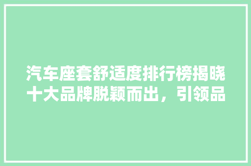 汽车座套舒适度排行榜揭晓十大品牌脱颖而出，引领品质生活新潮流