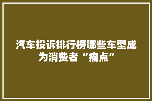汽车投诉排行榜哪些车型成为消费者“痛点”