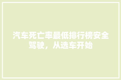 汽车死亡率最低排行榜安全驾驶，从选车开始