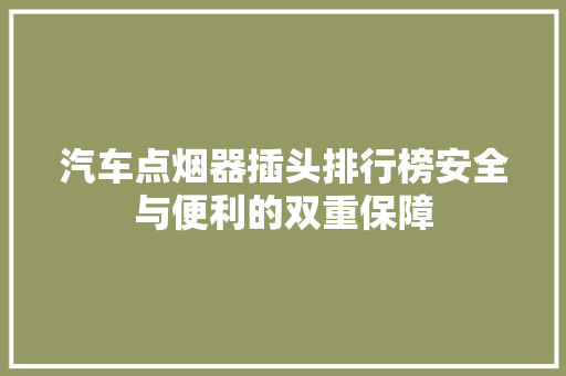 汽车点烟器插头排行榜安全与便利的双重保障