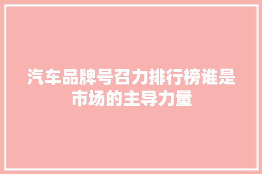 汽车品牌号召力排行榜谁是市场的主导力量