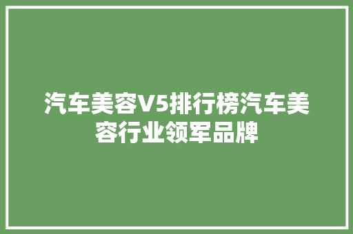 汽车美容V5排行榜汽车美容行业领军品牌