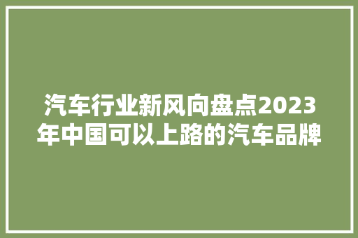汽车行业新风向盘点2023年中国可以上路的汽车品牌排行榜
