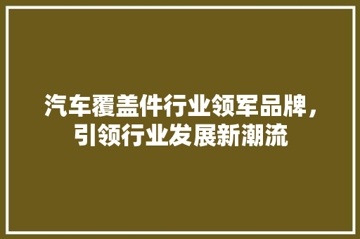 汽车覆盖件行业领军品牌，引领行业发展新潮流