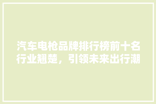 汽车电枪品牌排行榜前十名行业翘楚，引领未来出行潮流