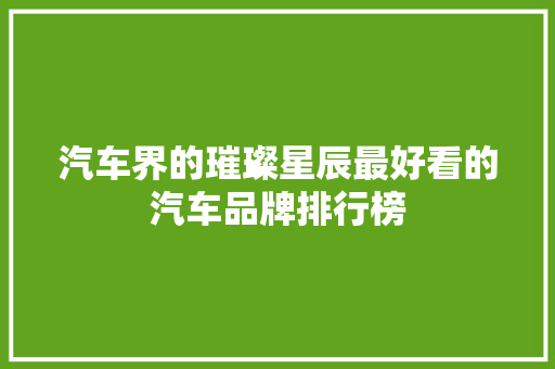 汽车界的璀璨星辰最好看的汽车品牌排行榜
