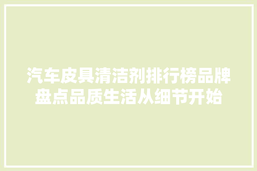 汽车皮具清洁剂排行榜品牌盘点品质生活从细节开始