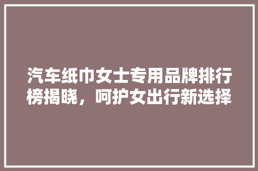 汽车纸巾女士专用品牌排行榜揭晓，呵护女出行新选择