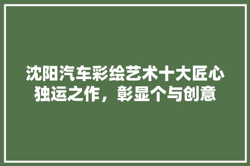 沈阳汽车彩绘艺术十大匠心独运之作，彰显个与创意