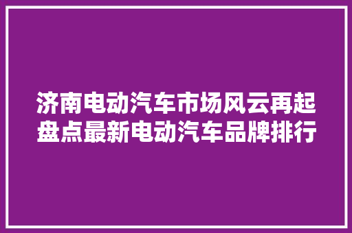 济南电动汽车市场风云再起盘点最新电动汽车品牌排行榜