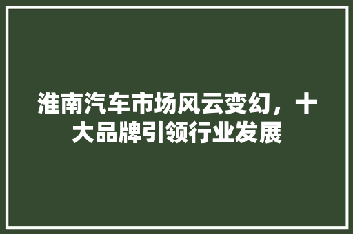 淮南汽车市场风云变幻，十大品牌引领行业发展