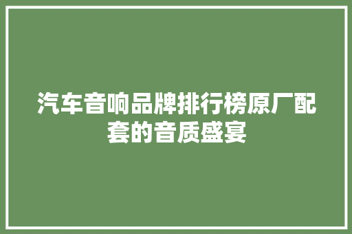 汽车音响品牌排行榜原厂配套的音质盛宴