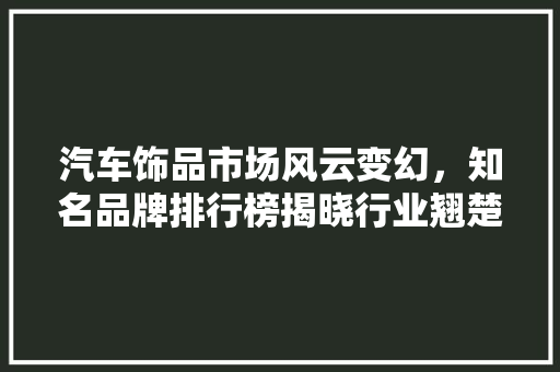 汽车饰品市场风云变幻，知名品牌排行榜揭晓行业翘楚