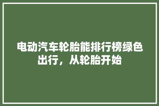 电动汽车轮胎能排行榜绿色出行，从轮胎开始