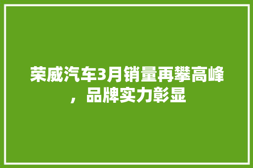 荣威汽车3月销量再攀高峰，品牌实力彰显