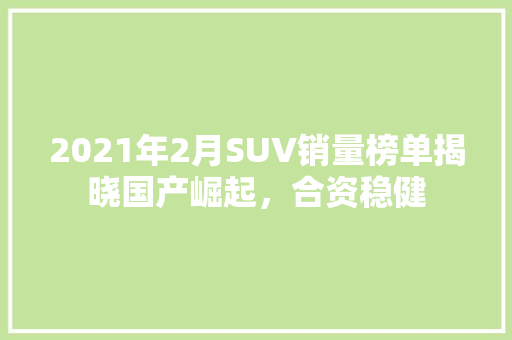 2021年2月SUV销量榜单揭晓国产崛起，合资稳健
