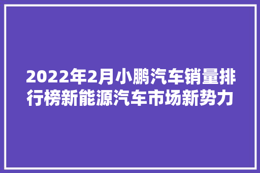 2022年2月小鹏汽车销量排行榜新能源汽车市场新势力崛起