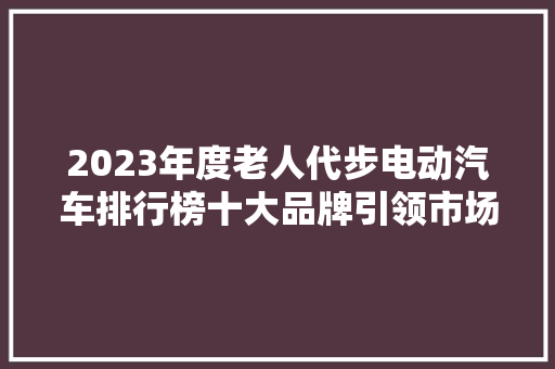 2023年度老人代步电动汽车排行榜十大品牌引领市场新潮流