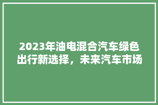 2023年油电混合汽车绿色出行新选择，未来汽车市场的领军者