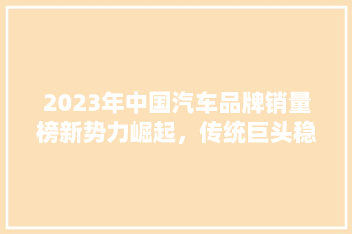 2023年中国汽车品牌销量榜新势力崛起，传统巨头稳居高位