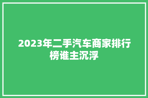 2023年二手汽车商家排行榜谁主沉浮