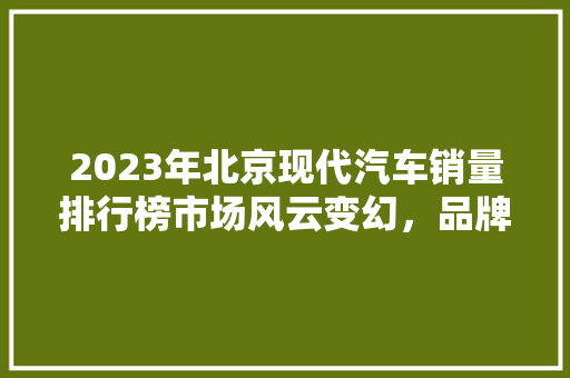 2023年北京现代汽车销量排行榜市场风云变幻，品牌实力再显
