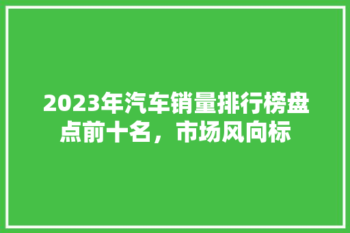 2023年汽车销量排行榜盘点前十名，市场风向标