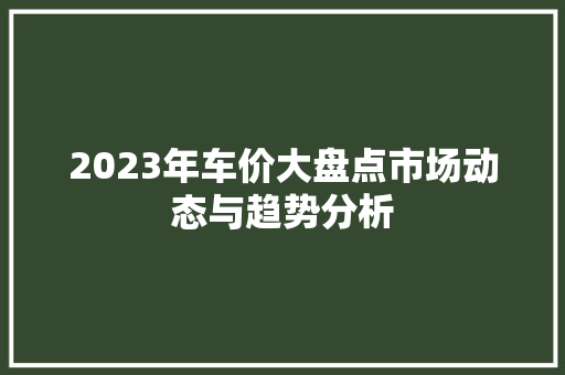 2023年车价大盘点市场动态与趋势分析