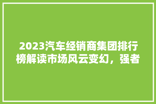 2023汽车经销商集团排行榜解读市场风云变幻，强者恒强