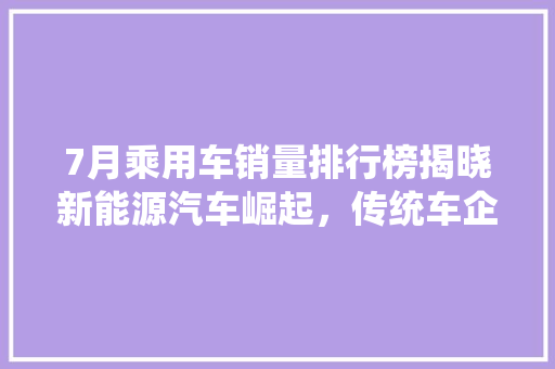 7月乘用车销量排行榜揭晓新能源汽车崛起，传统车企面临挑战
