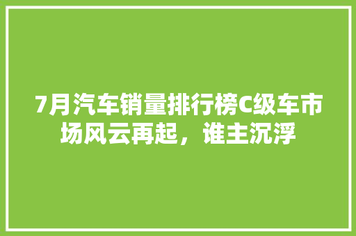 7月汽车销量排行榜C级车市场风云再起，谁主沉浮