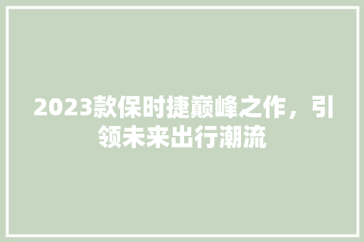 2023款保时捷巅峰之作，引领未来出行潮流